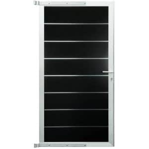 T & J Tor für Sichtschutzzaun Gotland 90 cm x 175 cm Schiefergrau/ Silber