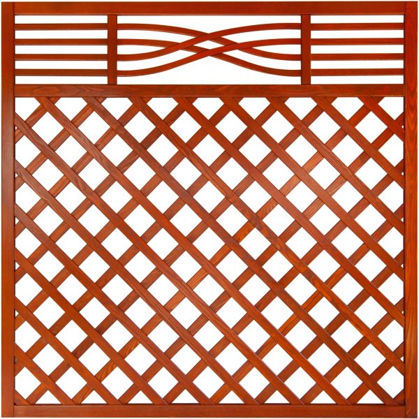 Zaunelement Malaga mit Gitter 180 cm x 180 cm Teak