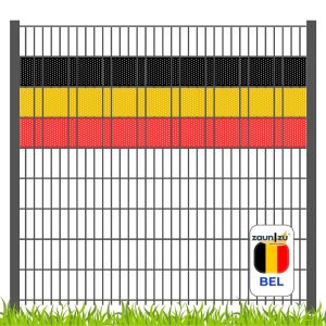 zaunzu Sichtschutz Fanartikel Belgien für Doppelstabmatten Volle Streifenbreite GELOCHT