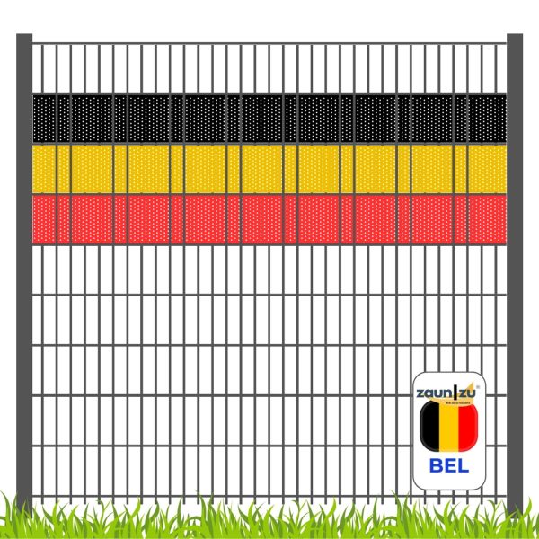 zaunzu Sichtschutz Fanartikel Belgien für Doppelstabmatten Volle Streifenbreite GELOCHT