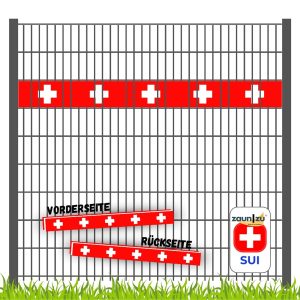 zaunzu Sichtschutz Fanartikel Schweiz für Doppelstabmatten Akzentstreifen