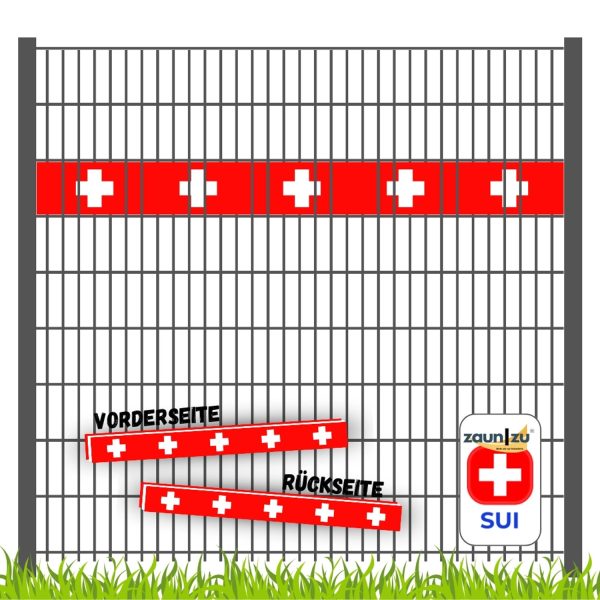 zaunzu Sichtschutz Fanartikel Schweiz für Doppelstabmatten Akzentstreifen