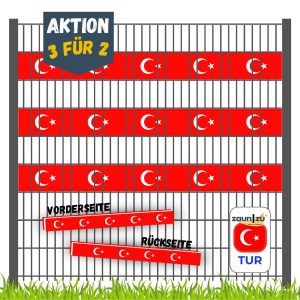 zaunzu Sichtschutz Fanartikel Türkei für Doppelstabmatten Akzentstreifen 3 für 2