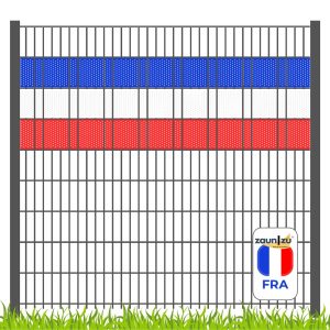 zaunzu Sichtschutz Fanartikel für Frankreich Doppelstabmatten Volle Streifenbreite GELOCHT