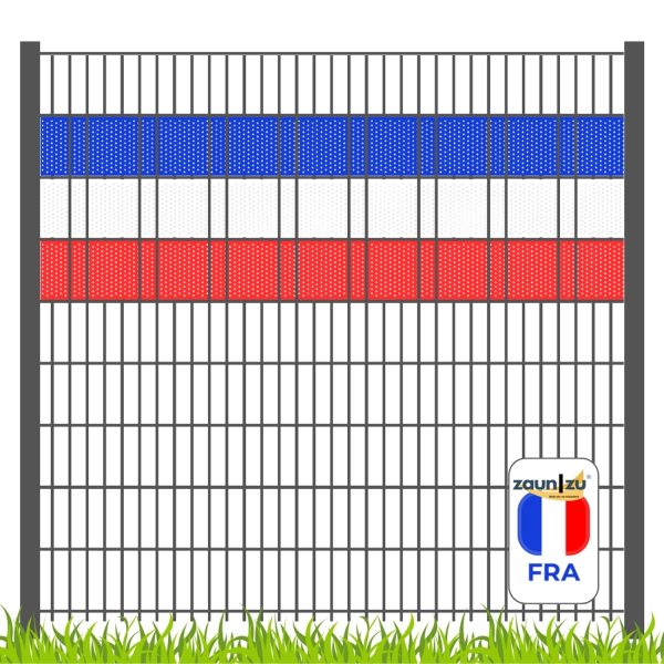 zaunzu Sichtschutz Fanartikel für Frankreich Doppelstabmatten Volle Streifenbreite GELOCHT